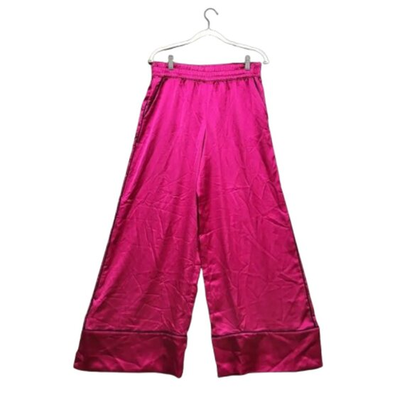 Victoria's Secret Satin PJ Pants L NWT Pajama Fuchsia With Black Stripe - Picture 3 of 11